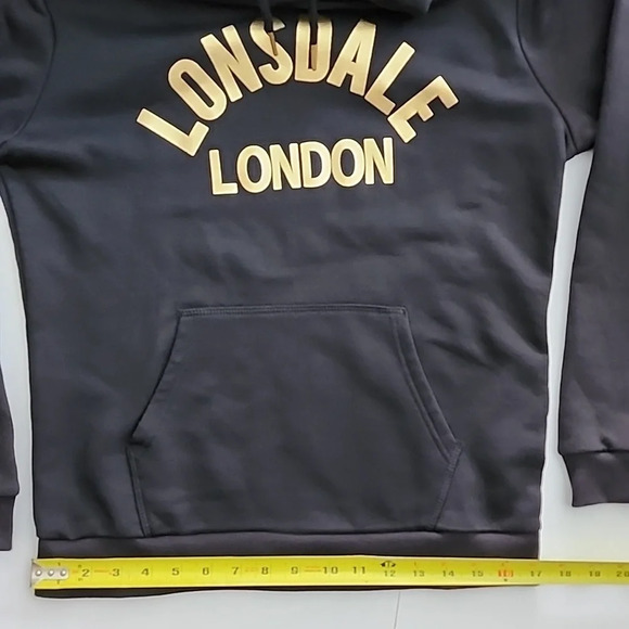⭐️3/ $30⭐️ Lonsdale Women's Black Pullover Hoodie Top Fleece Gold Print Size 4 - Picture 13 of 15
